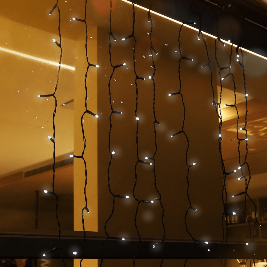 Aigostar - LED zonnenslinger 100xLED/8 functies 4x1m 800 mAh IP65 koel wit