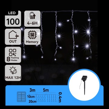 Aigostar - LED zonne-lichtsnoer 100xLED/8 functies 8x0,4m IP65 koud wit 800 mAh