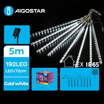 Aigostar - LED zonne-lichtsnoer 192xLED/8m IP65 1200 mAh koud wit