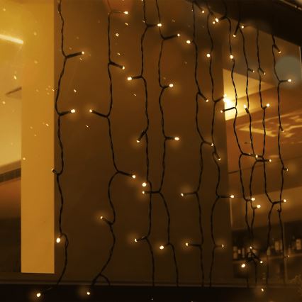 Aigostar - LED-zonneslinger 100 LED / 8 lichtstanden, 4×1 m, IP65, warm wit, 800 mAh