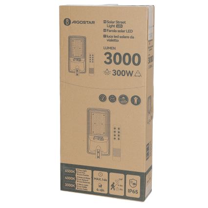 Aigostar - LED zonne-straatlamp met sensor LED/400W/3,2V 4800mAh + afstandsbediening