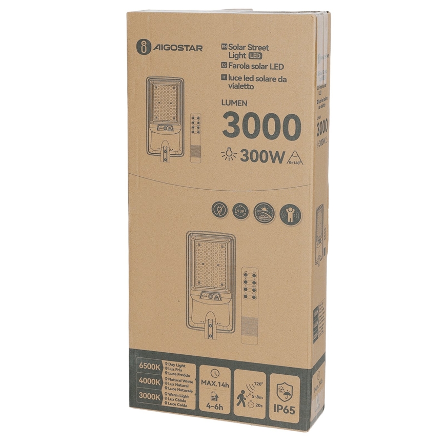 Aigostar - LED zonne-straatlamp met sensor LED/400W/3,2V 4800mAh + afstandsbediening
