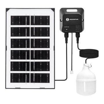 Aigostar - LED zonnekroonluchter LED/35W/12V 3000 mAh 6500K IP65 Ø 10 cm + afstandsbediening