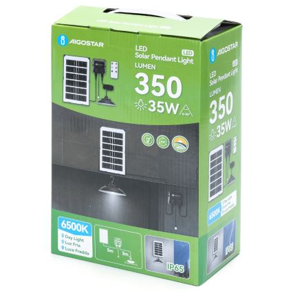 Aigostar - LED-zonnekroonluchter LED/35W/12V 3000 mAh 6500K IP65 Ø 15 cm + afstandsbediening