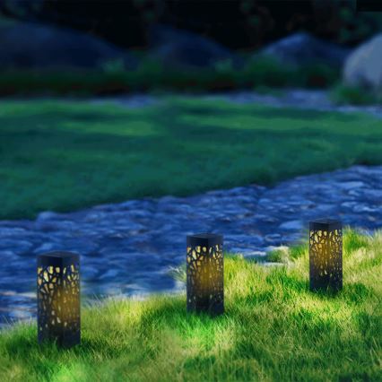 Aigostar - LED zonnelamp LED/0,006W/1,2V 100 mAh 28,5 cm zwart 3000K IP44