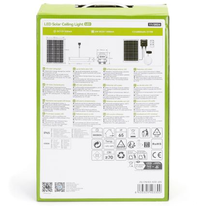 Aigostar - LED-zonneverlichting LED/70W/12V 6000 mAh 6500K IP65 Ø 20,5 cm + afstandsbediening