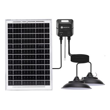 Aigostar - LED zonnelamp met sensor 2xLED/35W/12V 6000 mAh 6500K IP65 Ø 15 cm + afstandsbediening