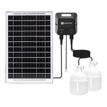 Aigostar - LED zonnependel 2xLED/35W/12V 6000 mAh 6500K IP65 Ø 10 cm + afstandsbediening