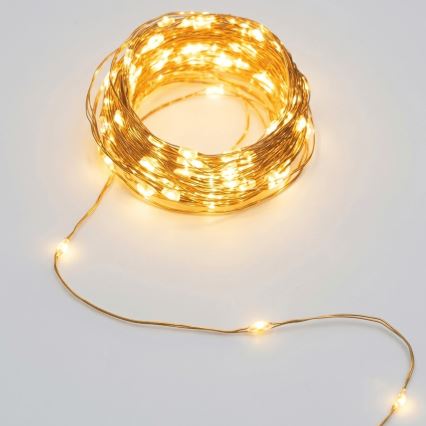 Aigostar - LED-zonnesnoer 200 LEDs, 8 functies, 22 m, IP65, warm wit, 800 mAh