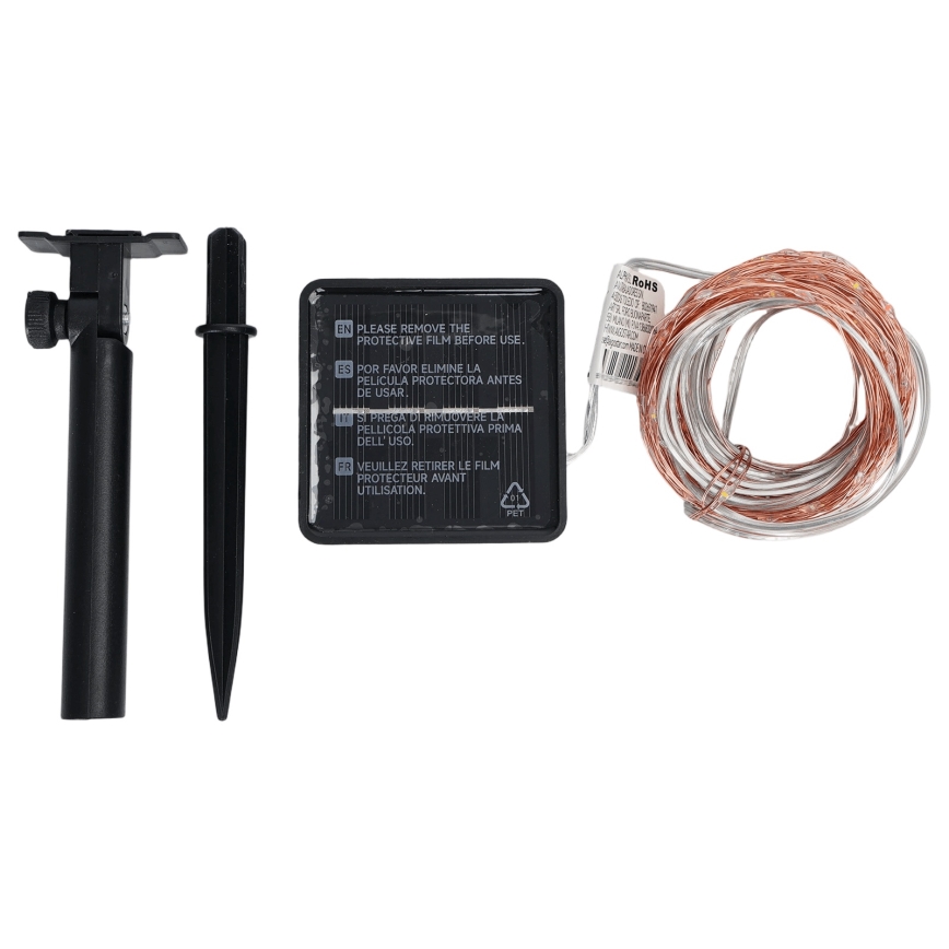 Aigostar - LED-zonnesnoer 200 LEDs, 8 functies, 22 m, IP65, warm wit, 800 mAh