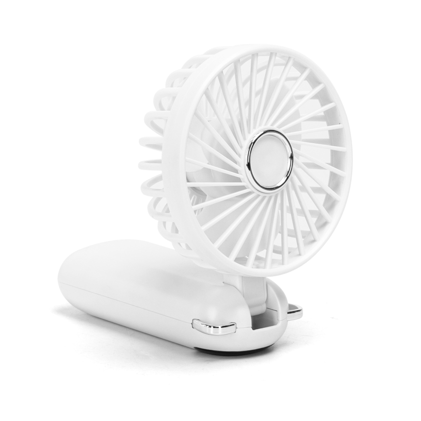 Aigostar - Oplaadbaar handheld fan 4W/5V 1200mAh wit