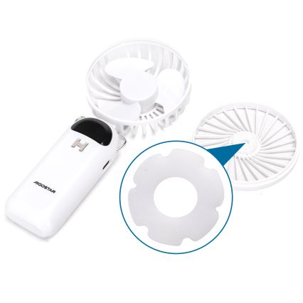 Aigostar - Oplaadbaar handheld fan 4W/5V 1200mAh wit