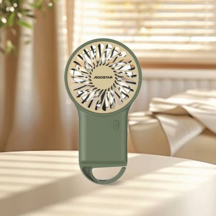 Aigostar - Oplaadbare handventilator 4W/5V 500 mAh USB groen