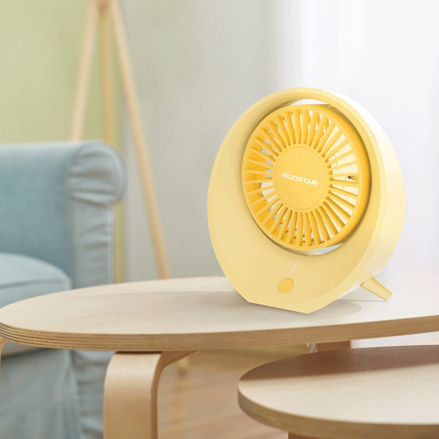 Aigostar - Oplaadbare tafel ventilator 3W/5V 1200mAh USB oranje