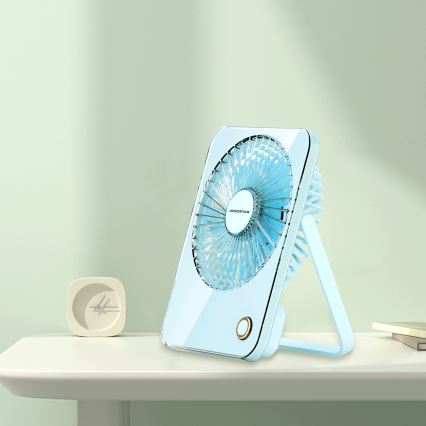 Aigostar - Oplaadbare tafel ventilator 5W/5V 3600mAh USB blauw