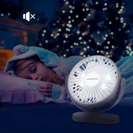 Aigostar - Oplaadbare tafelventilator 4W/5V 1500mAh wit