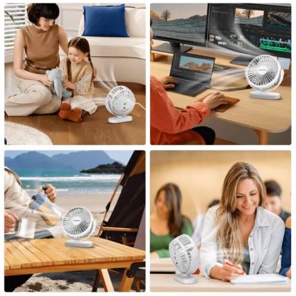Aigostar - Oplaadbare tafelventilator 4W/5V 1500mAh wit
