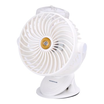 Aigostar - Oplaadbare tafelventilator met clip 2W/5V 2400mAh USB wit
