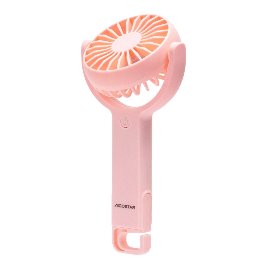 Aigostar - Oplaadbare zakventilator 4,5W/3,7V 1200mAh USB roze