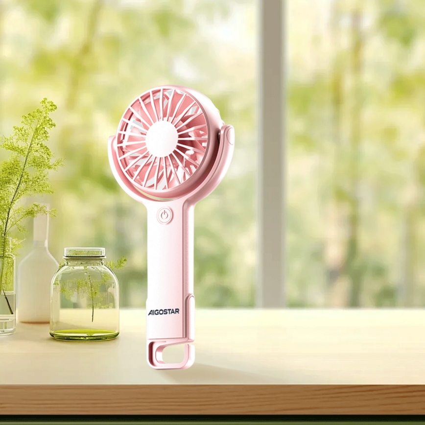 Aigostar - Oplaadbare zakventilator 4,5W/3,7V 1200mAh USB roze