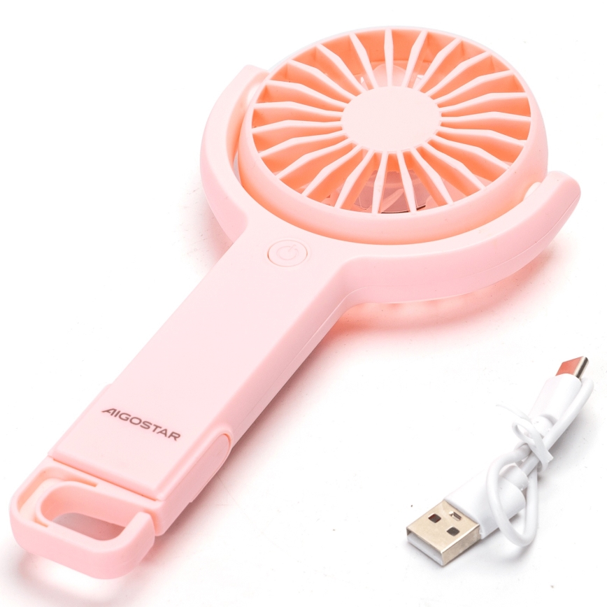 Aigostar - Oplaadbare zakventilator 4,5W/3,7V 1200mAh USB roze