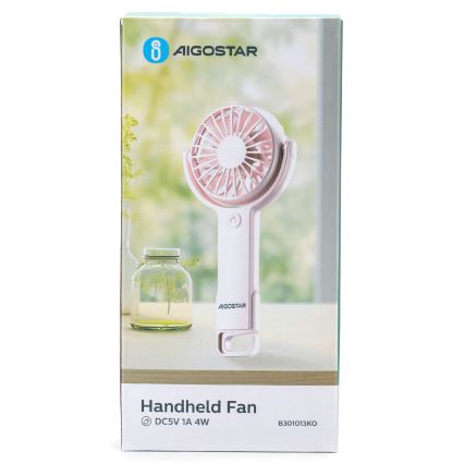 Aigostar - Oplaadbare zakventilator 4,5W/3,7V 1200mAh USB roze