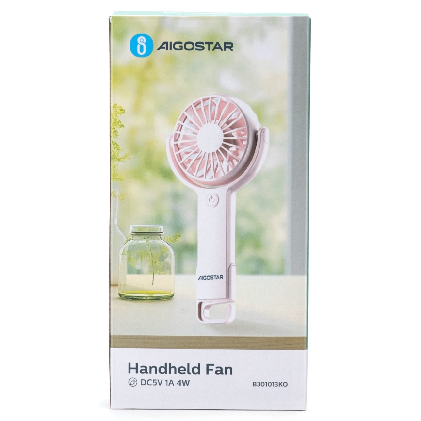 Aigostar - Oplaadbare zakventilator 4,5W/3,7V 1200mAh USB roze