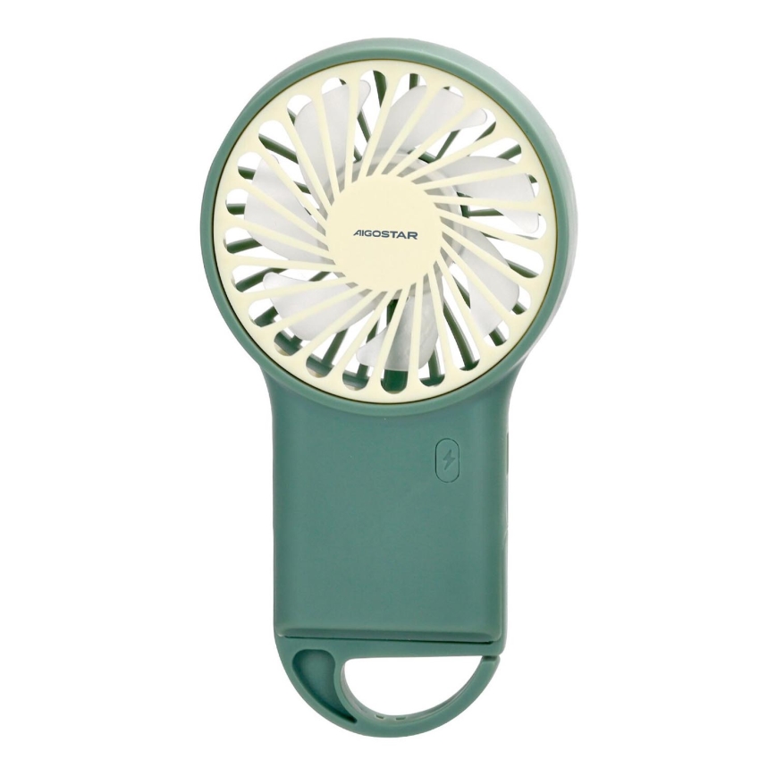 Aigostar - Oplaadbare zakventilator 4W/5V 500mAh USB groen