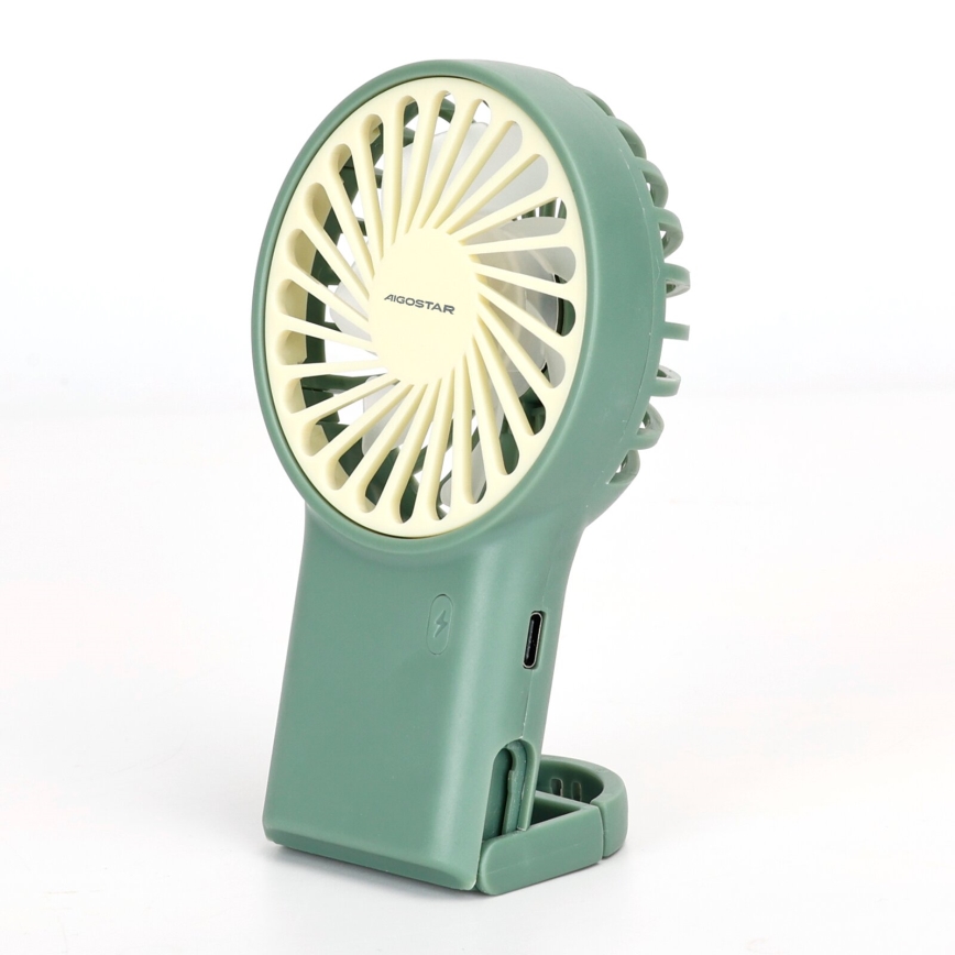 Aigostar - Oplaadbare zakventilator 4W/5V 500mAh USB groen