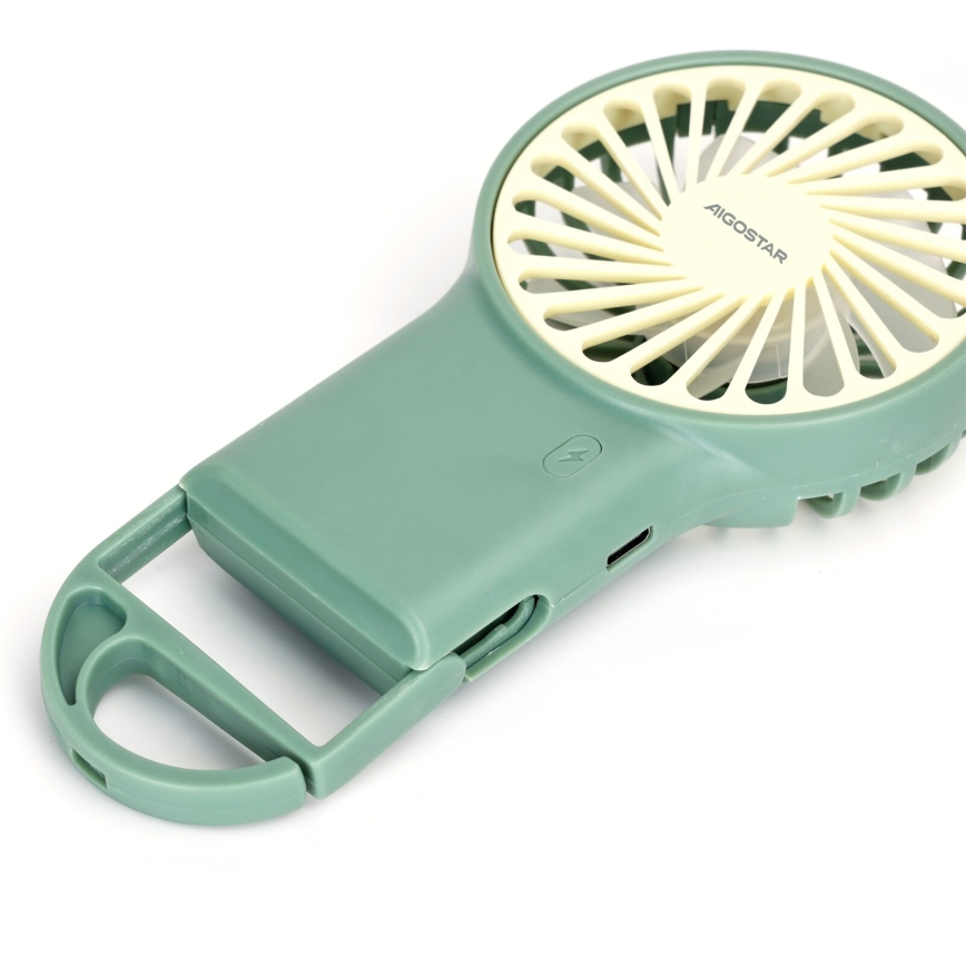 Aigostar - Oplaadbare zakventilator 4W/5V 500mAh USB groen