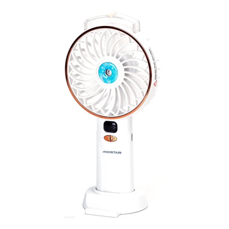 Aigostar - Oplaadbare zakventilator 5W/5V 2400mAh USB wit