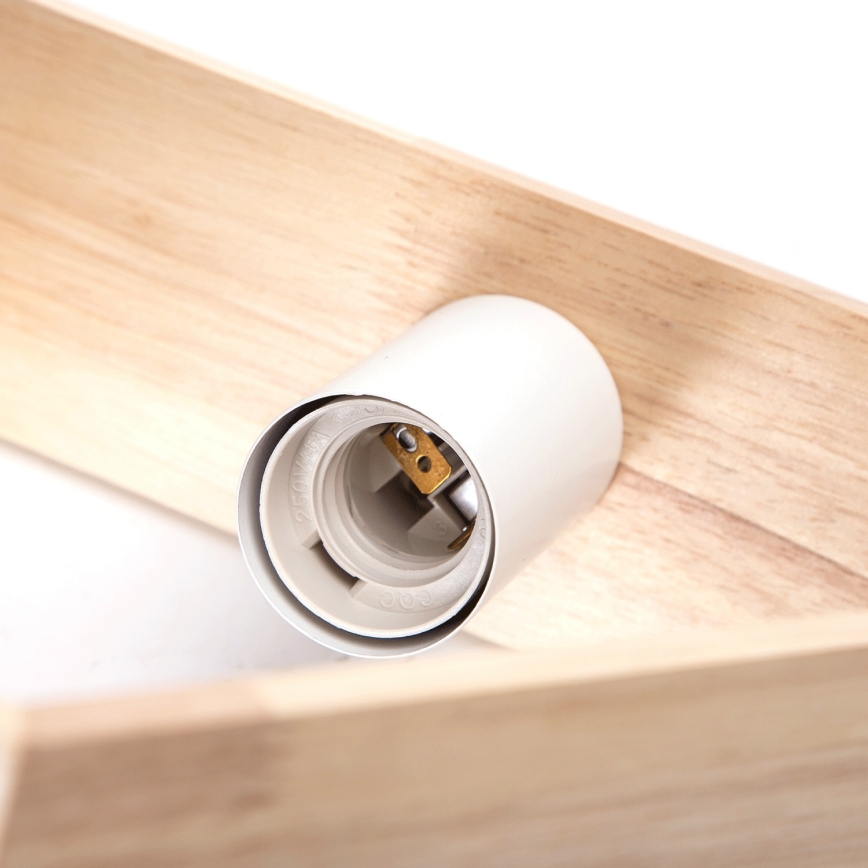 Aigostar - Pine Wood Hanger Lamp on Cable, 1xE27/60W/230V