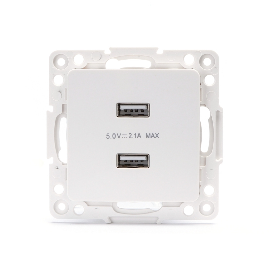 Aigostar - randloos USB-oplaadstopcontact, 2x USB-A, wit