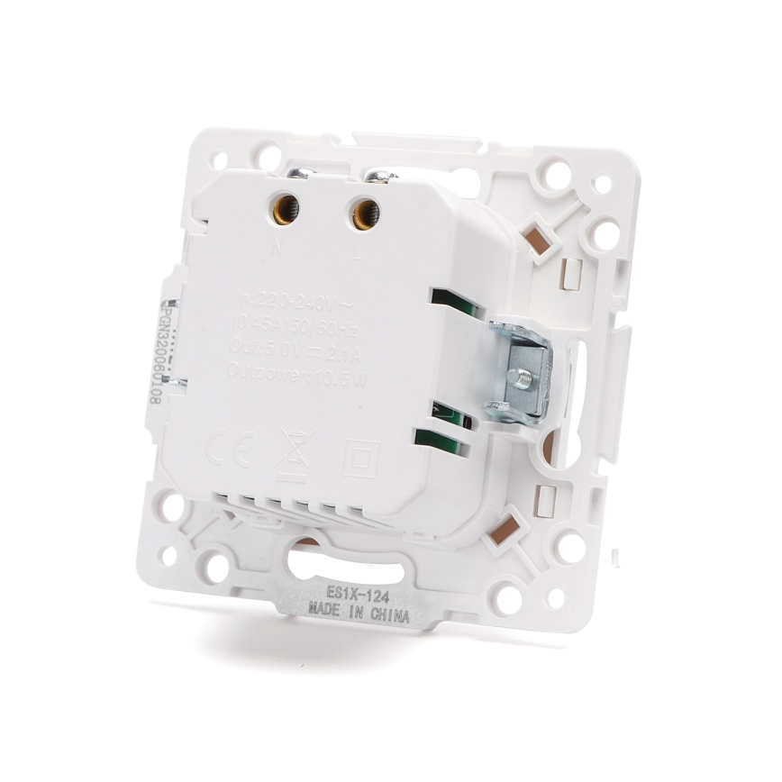 Aigostar - randloos USB-oplaadstopcontact, 2x USB-A, wit