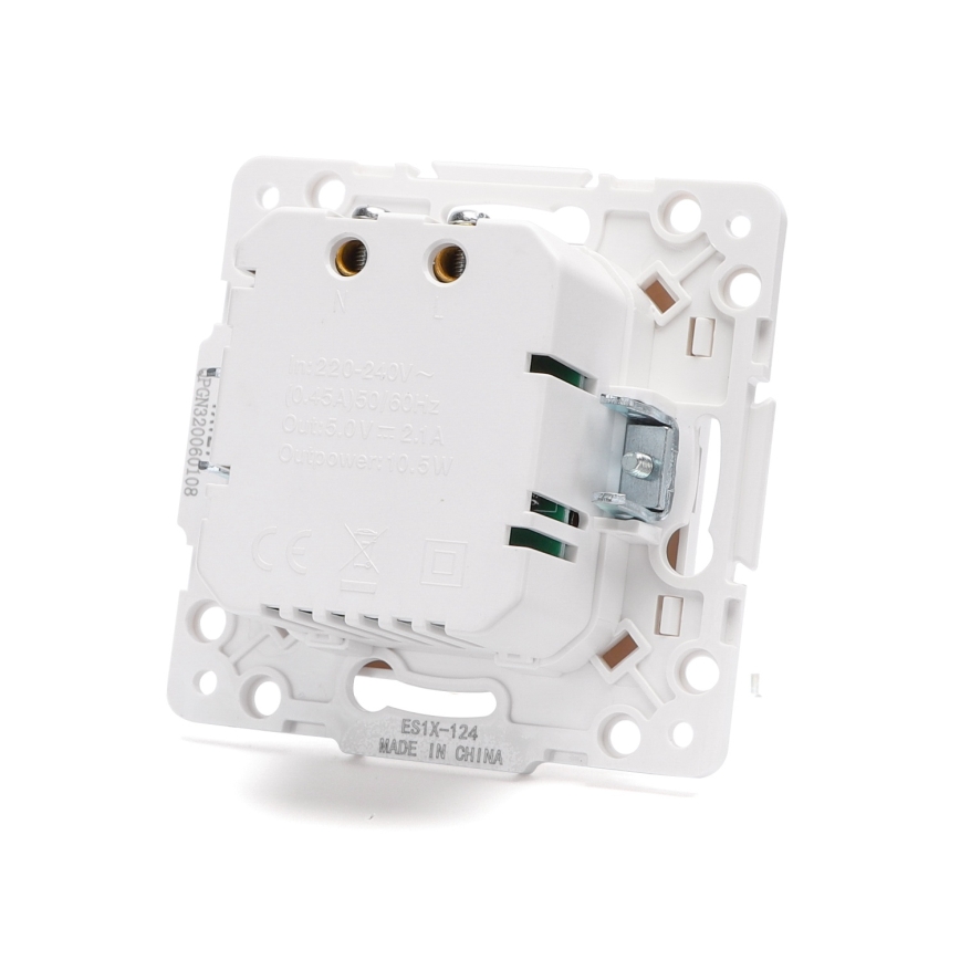 Aigostar - Randloos USB-voedingsstopcontact 2x USB-A wit