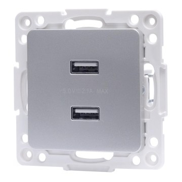 Aigostar - randloos USB-voedingsstopcontact 2x USB-A zilver