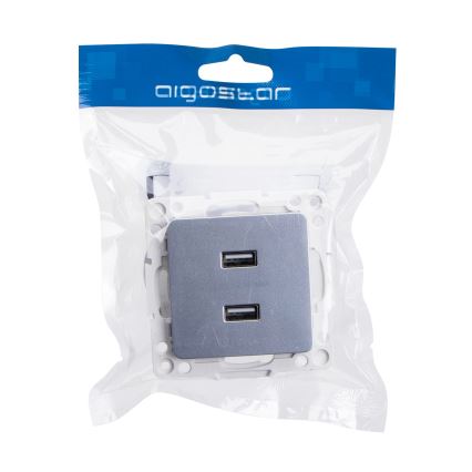Aigostar - randloos USB-voedingsstopcontact 2x USB-A zilver