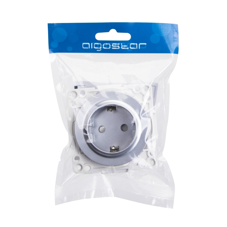 Aigostar - Randloze SCHUKO-wandcontactdoos 250V/16A zilver