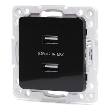 Aigostar - Randloze USB-wandcontactdoos 2x USB-A, zwart