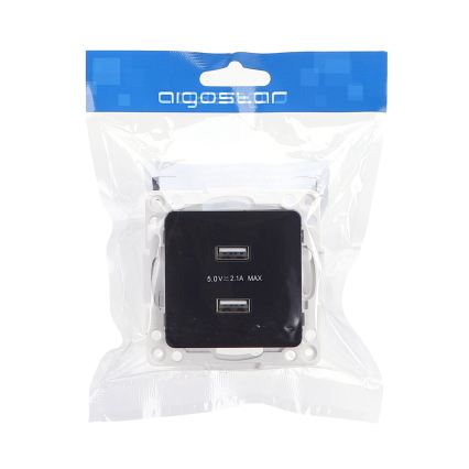 Aigostar - Randloze USB-wandcontactdoos 2x USB-A, zwart