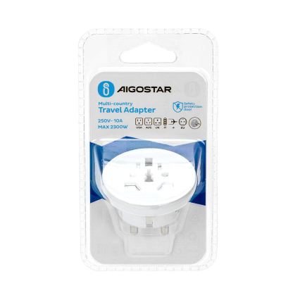 Aigostar - Reisadapter voor EU, wit