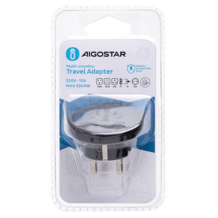 Aigostar - Reisadapter voor EU, zwart