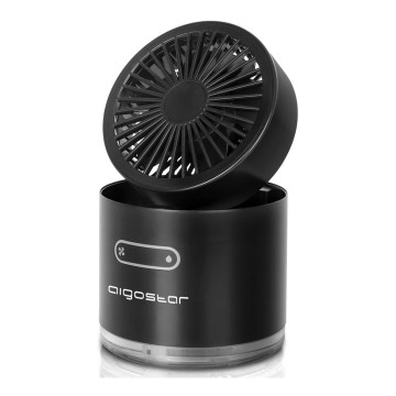 Aigostar - RGB Draadloos mini tafel ventilator met misteffect MIST 10W/5V zwart