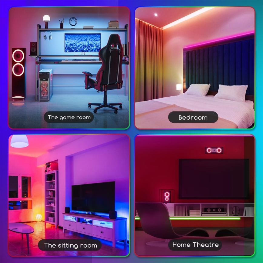 Aigostar - RGB Dimbaar LED Strip 5m, 24W, 12/230V, IP65 + Remote Control