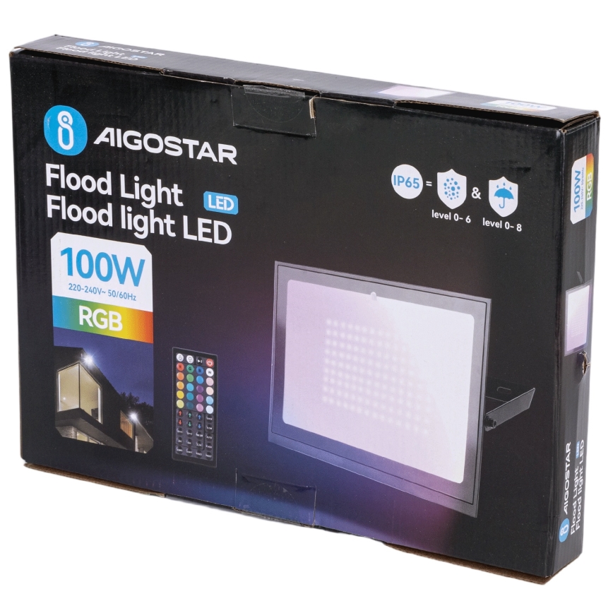 Aigostar - dimbare RGB LED-schijnwerper LED/100W/230V IP65 + afstandsbediening