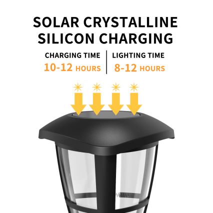 Aigostar - Set van 12 LED zonnelampen LED/0,06W/2V 33,8 cm 6500K 100 mAh IP44 zwart