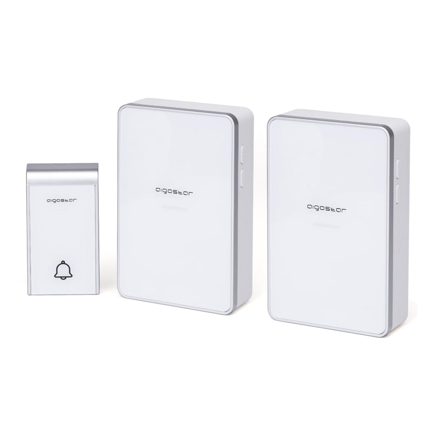 Aigostar - SET 2x Draadloze deurbel 3xAA/12V IP44 wit