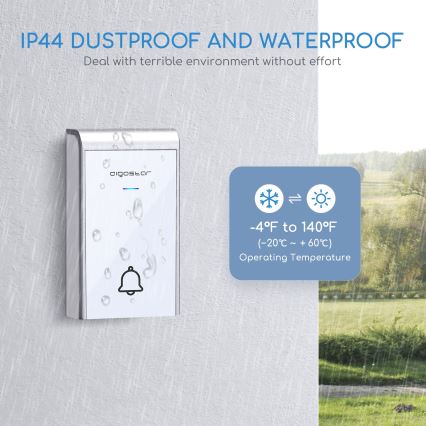 Aigostar - SET 2x Draadloze deurbel 3xAA/12V IP44 wit