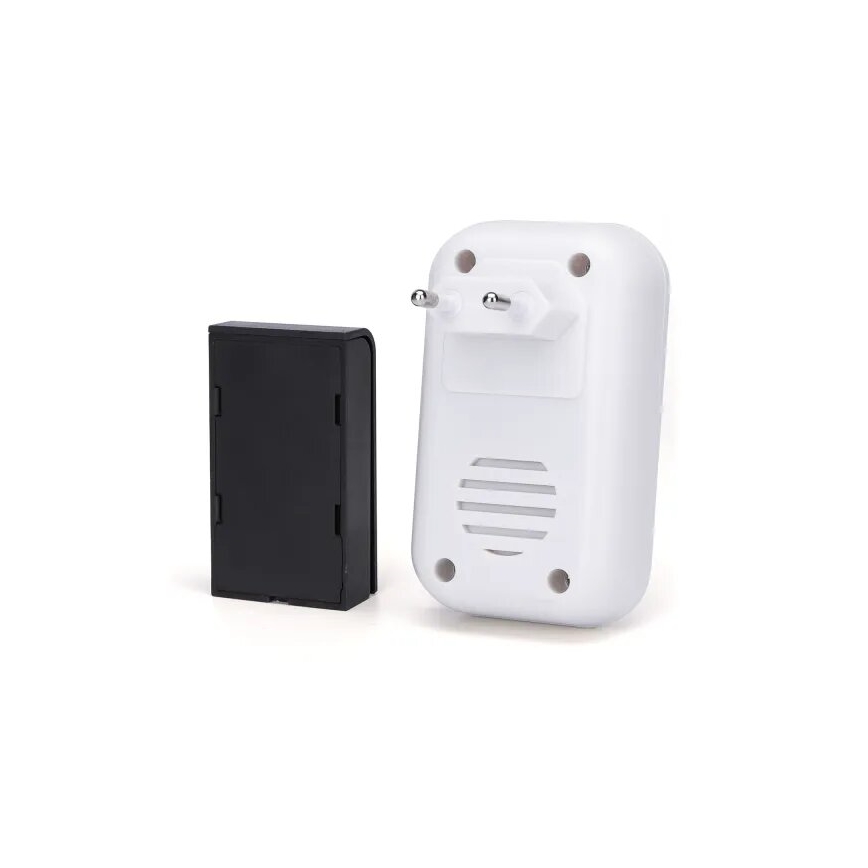Aigostar - SET 2x Draadloze deurbel met stekker 230V/12V IP44 wit/zwart