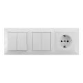 Aigostar - SET 2x Huis schakelaar 2-knops met stopcontact 1x16A/250V SCHUKO